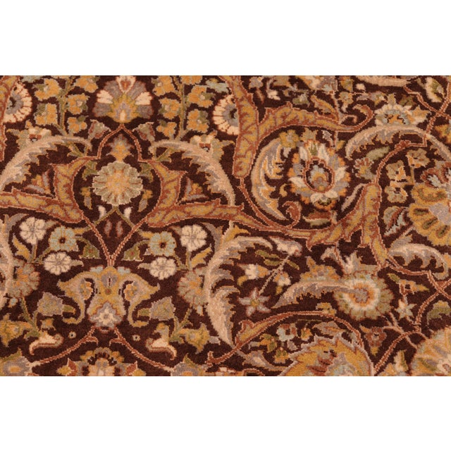 Floral 1990's Pak-Persian Brown/Taupe Wool Rug - 5'11'' X 9'0'' For Sale - Image 4 of 9