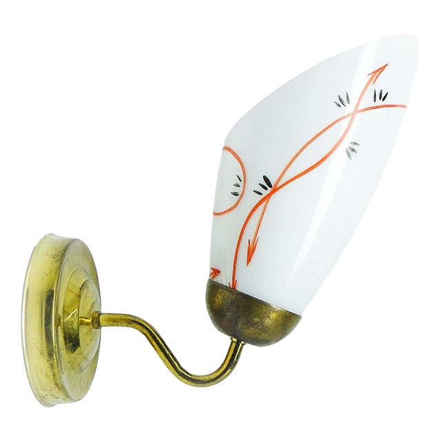 Glass Wall Lamp, Poland, 1950s For Sale