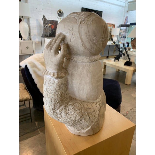 Vintage Doug Hyde Stone Sculpture of an American Inuit For Sale - Image 10 of 13