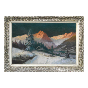 1940's Winter Landscape -- Swiss Chalet at Dusk