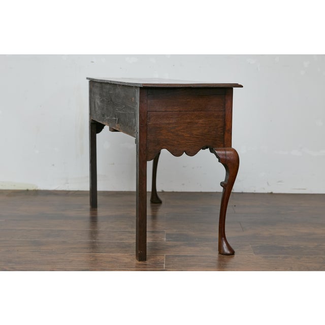 English 19th Century Two-Toned Oak Server with Drawers and Carved Apron For Sale - Image 4 of 12