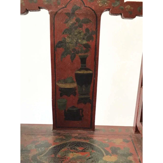 1920s Chinese Scarlet Painted Lacquered Armchair For Sale - Image 11 of 13
