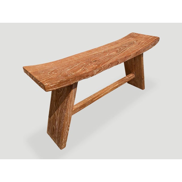 Andrianna Shamaris Minimalist Teak Wood Bench For Sale - Image 11 of 18