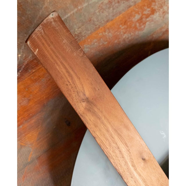 Mid-Century Modern Round Mirror With Sculptural Carved Walnut Accent For Sale - Image 16 of 17
