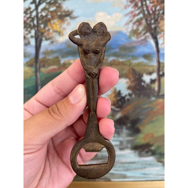 Art Deco Vintage Likely Cast Iron Figural Nude Double Woman Bottle Opener For Sale - Image 3 of 8