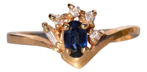 The Vint: Natural Sapphire and Diamond Ring in Yellow Gold