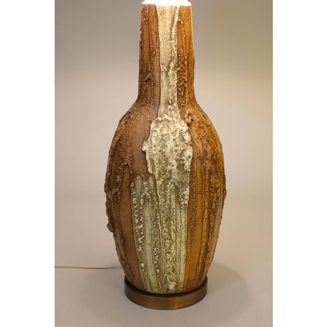 1960s Massive 40" Brutalist Sculpture Lava Drip Studio Art Pottery Table Lamp For Sale In Los Angeles - Image 6 of 10