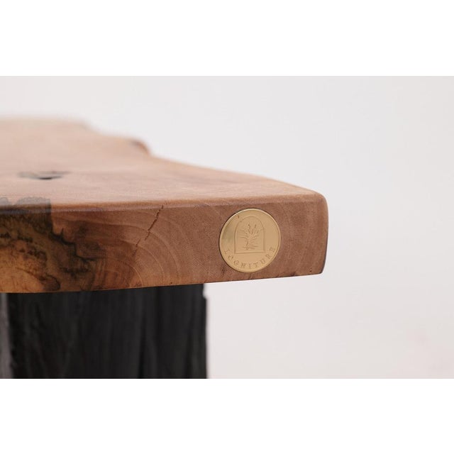 Live Edge Wood Bench with Charred Legs by Logniture For Sale - Image 11 of 18