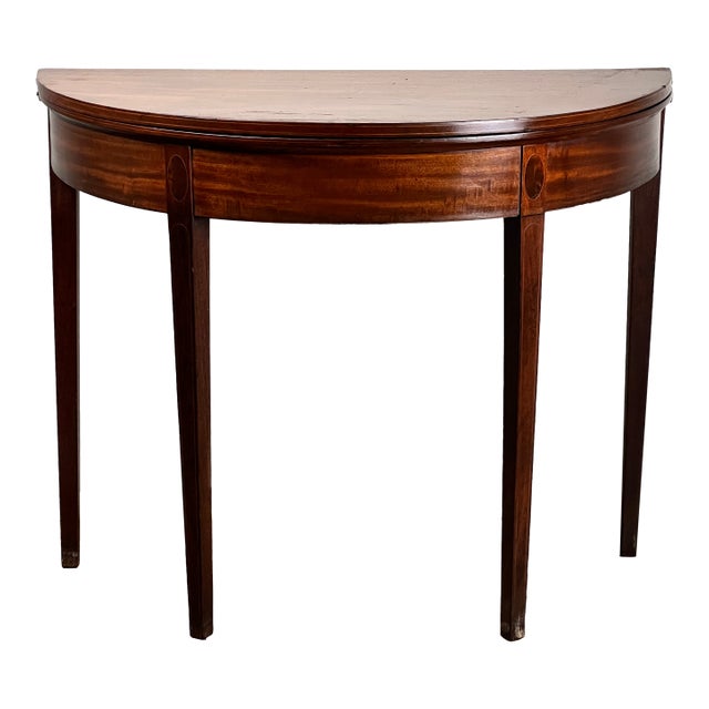 Antique Hepplewhite Mahogany Demilune Game Table C. Mid 19th Century For Sale