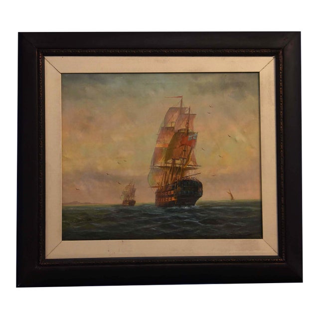 1990s Sailing Into Twilight Oil on Canvas by d.f Cornish For Sale