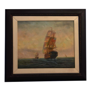 1990s Sailing Into Twilight Oil on Canvas by d.f Cornish