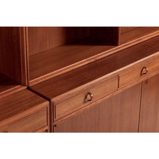 Large Mid Century Swedish Teak Wood Bookshelf Wall Unit by Bodafors For Sale - Image 10 of 17