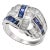 Art Deco 1.3ct Blue Sapphire and Diamond Cocktail Ring in 18k White Gold Size 7 For Sale