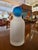 Vintage Frosted Glass Decanter / Bottle With Cobalt Blue Ball Stopper For Sale In Charleston - Image 6 of 14