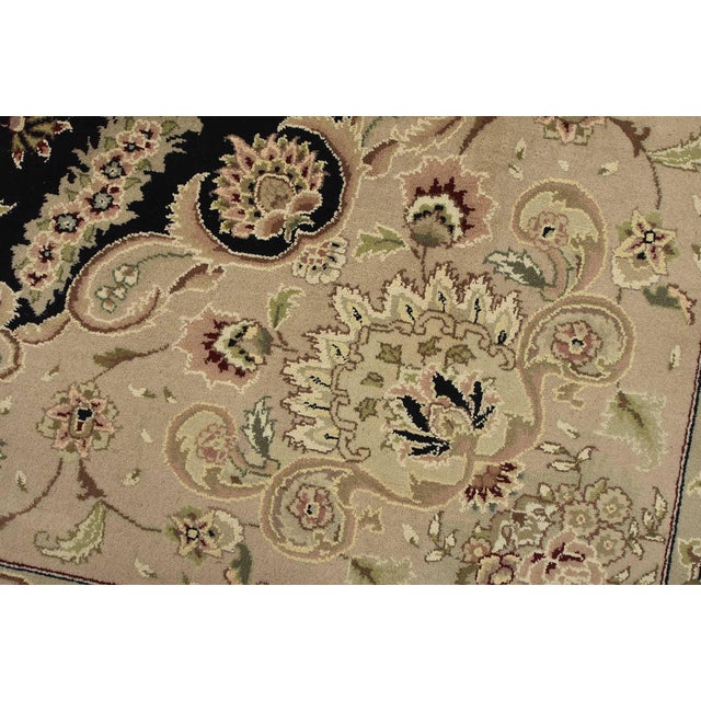 Tabriz Rug 10’2” X 14′ Black Wool/Silk Traditional Hand-Knotted Carpet For Sale - Image 4 of 15