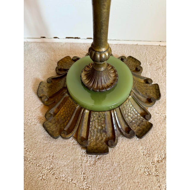 Antique Rembrandt Art Deco Gold Floor Standing Bridge Arm Lamp 63" Green Spacers For Sale In Cleveland - Image 6 of 11