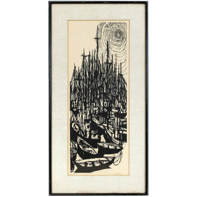 Genre: Modern Subject: Landscape Medium: Print, Woodcut Surface: Paper Dimensions w/Frame: 31" x 15 1/2" Roger was born in...