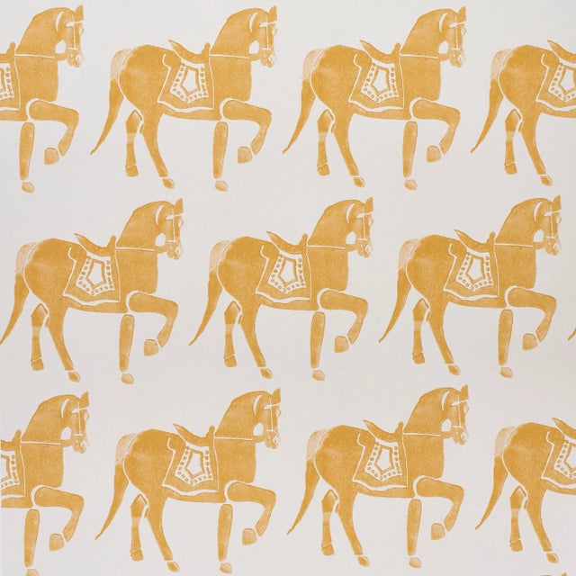 Sample - Schumacher x Molly Mahon Marwari Horse Wallpaper in Mustard For Sale