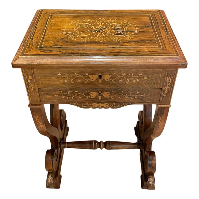 Late 19th Century Rosewood Marquetry Work Table For Sale