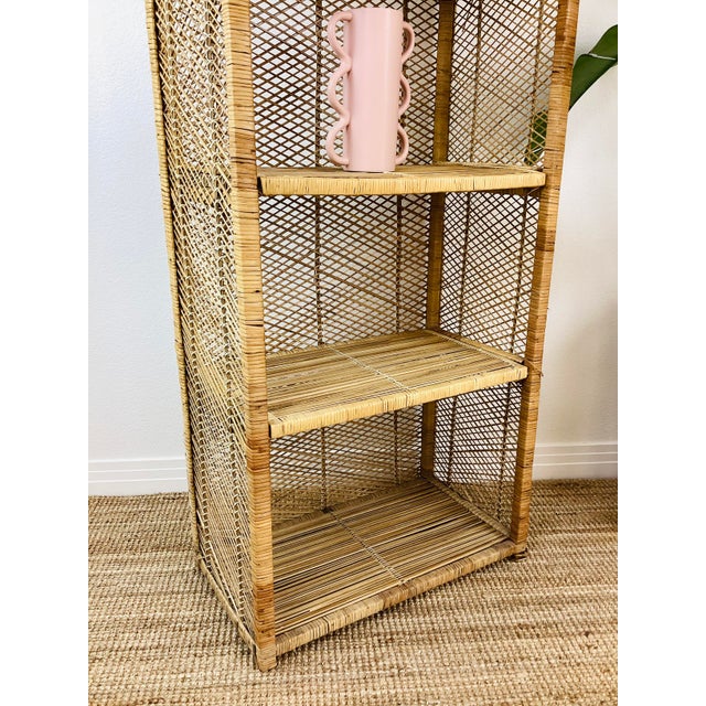 Vintage 1970s Rattan Wicker Boho Shelf For Sale In Palm Springs - Image 6 of 11