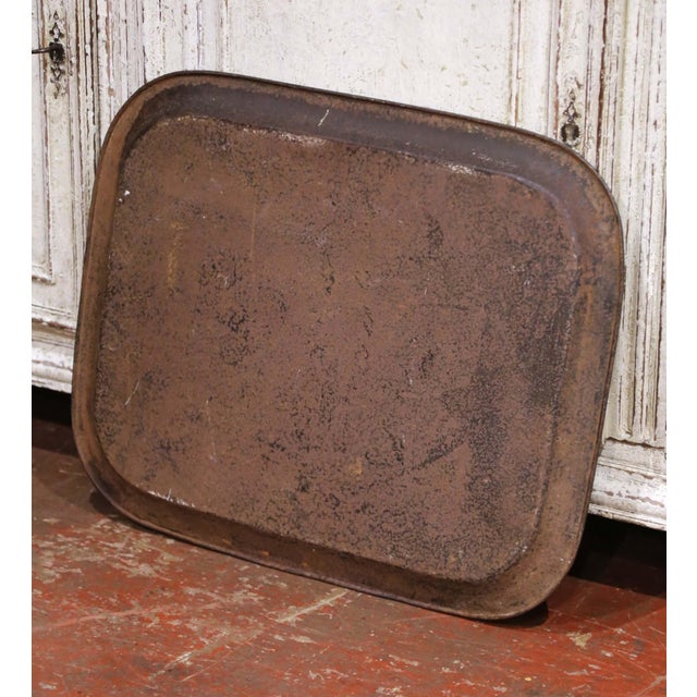 Coffee 19th Century French Hand-Painted Tole Tray With Interior Tavern Scene For Sale - Image 8 of 8