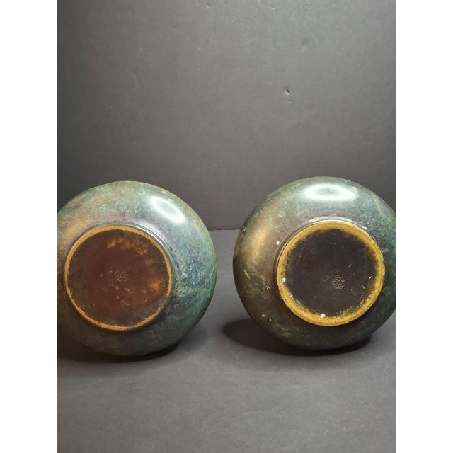 Pair Vintage Pal-Bell Maurice Ascalon Bronze Ewers Pitchers Grape Motif Israel For Sale In Boston - Image 6 of 14