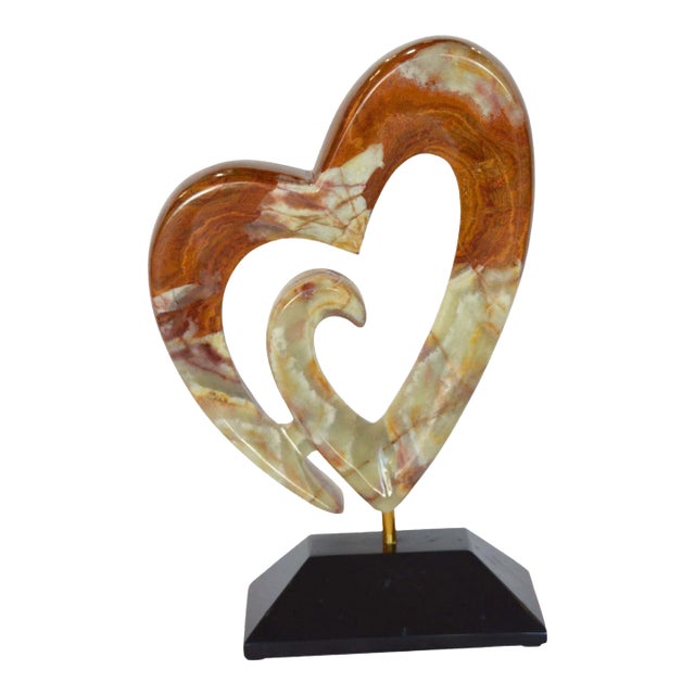 Mid 20th Century Onyx Heart Sculpture For Sale