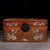 A beautifully crafted Chinese rectangular box, likely made of Huali (rosewood). The box features a hinged lid with brass...