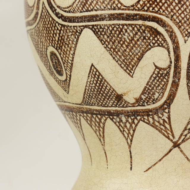 Vintage Tribal Pattern Ceramic Ginger Jar Table Lamp For Sale - Image 11 of 11