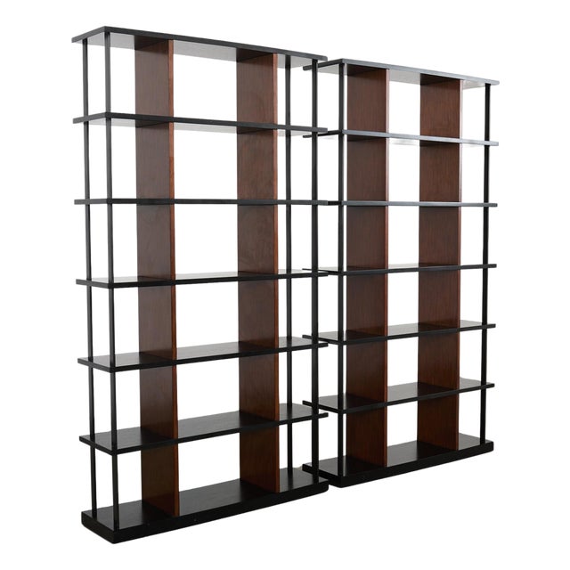 Pair of Ralph Lauren Italian Oak Cushing Etagere Bookcases For Sale