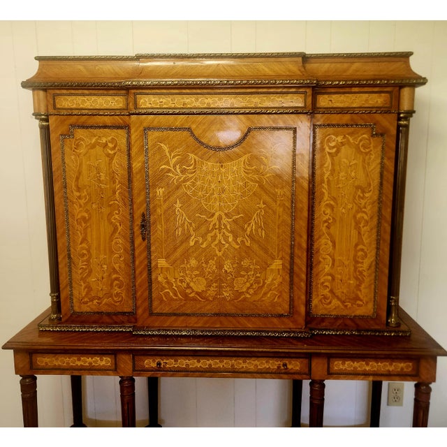 French 19th C French Marquetry and Ormolu Cabinet on Stand For Sale - Image 3 of 18