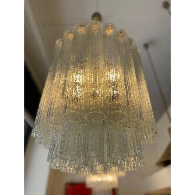 Metal Tronchi Chandelier in Murano Glass with Brass Frame by Venini, 1960s For Sale - Image 7 of 10