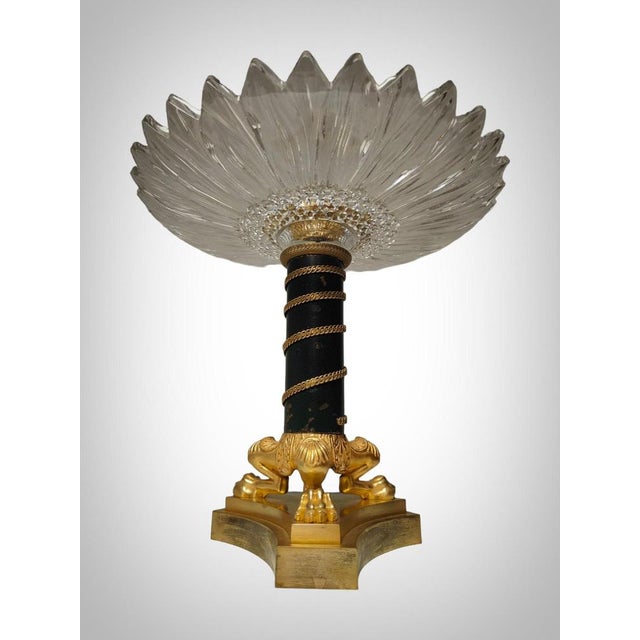 Gold 19th Century French Bronze and Crystal Centerpiece, 1820s For Sale - Image 8 of 18