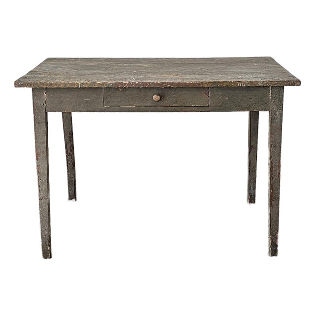 Antique Primitive Painted Pine Farm Table - Circa 1870 For Sale