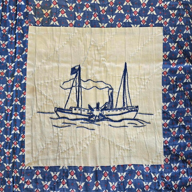 Hand-Embroidered 1950s Patriotic Quilt For Sale - Image 11 of 18