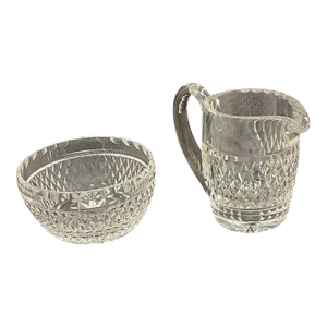 Mid 20th Century Waterford Crystal Sugar Bowl and Creamer Set