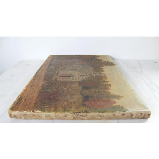 Wood Original Oil Painting of a Church by N. Schaefer For Sale - Image 7 of 8