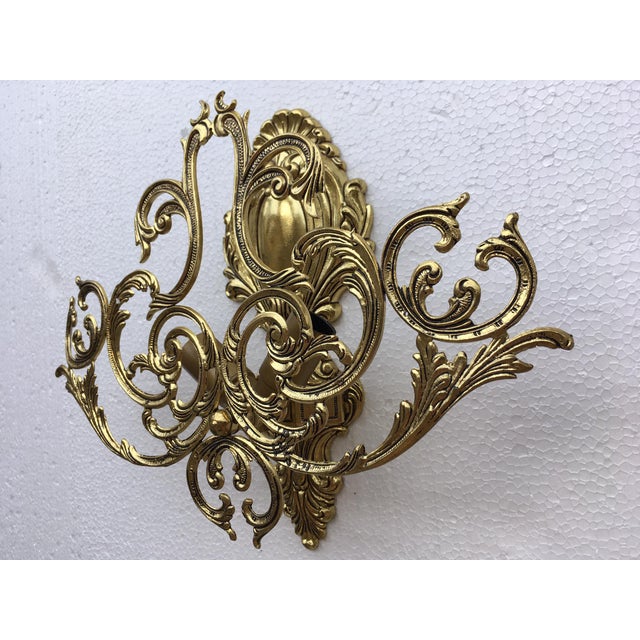 Baroque 20th Century Two Lights Baroque Bronze Sconces With Bronze Lampshades - a Pair For Sale - Image 3 of 10
