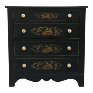 Genuine Hitchcock Black Hand-Painted 32" Four Drawer Chest 801 For Sale