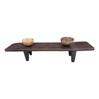 Vintage Large-Tribal-Wood-Senufo-Coffee-Table stool-78.5" W For Sale