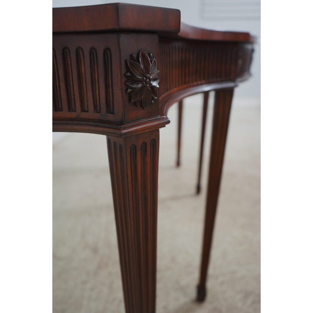 Wood Maitland Smith Leather Top Mahogany Adam Style Console Table For Sale - Image 7 of 12
