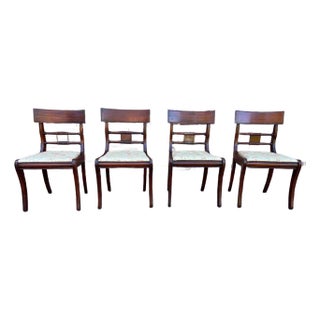 Early 20th Century Antique Federal Duncan Phyfe Style Mahogany Dining Side Chairs - Set of 4 For Sale