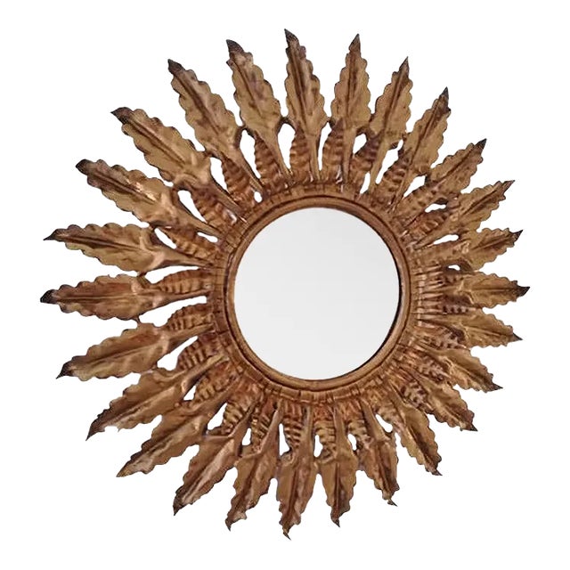 Golden Sun Mirror, 1950s For Sale