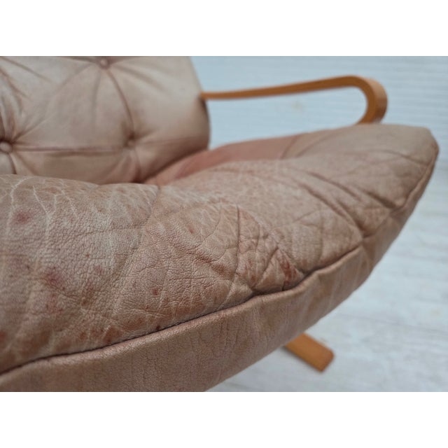 Norwegian Model Kengu Armchair in Beige Furniture Leather from Rybo Rykken & Co, 1970s For Sale - Image 14 of 16