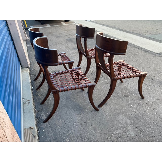 t.h. Robsjohn Gibbings Style Walnut Klismos Chairs…set of 4 For Sale - Image 12 of 16