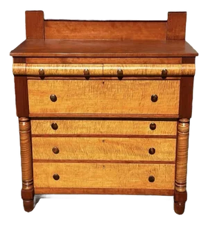 Antique Federal Era Tiger Maple & Cherry Southern Gentleman's Chest of Drawers