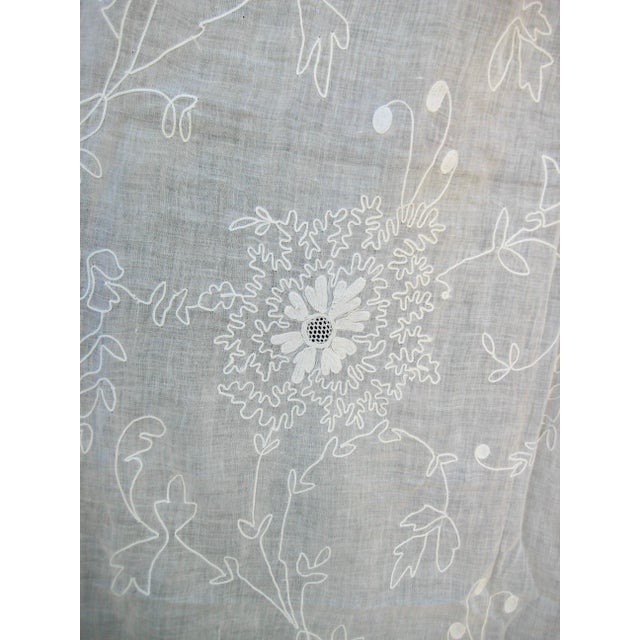 Mid 19th Century Pair of French Embroidered in Fine Cotton Sheer Curtains Napoleon III For Sale - Image 4 of 15