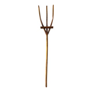 Large 19th Century American Primitive Folk Art Sculptural Hay Fork For Sale