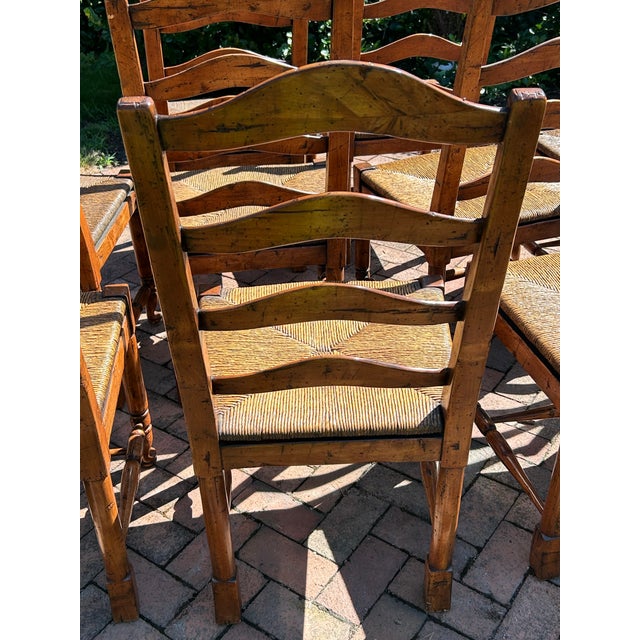Ladderback Rush Seat Dining Chairs -Set of 10 For Sale - Image 9 of 17