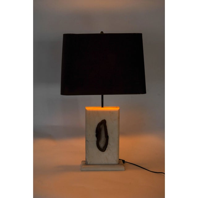 1970s Marble Table Lamp with Agate, 1970s For Sale - Image 5 of 8